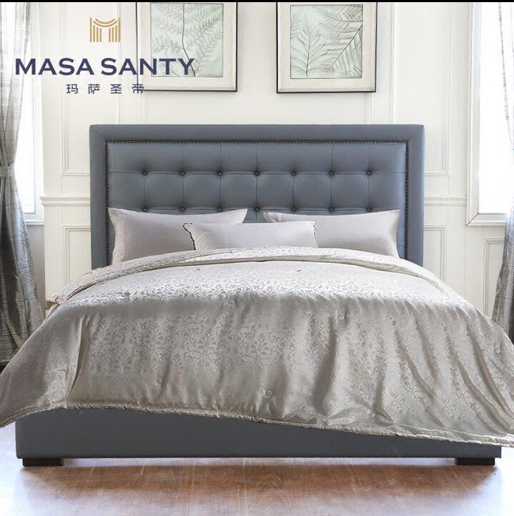 Simple modern American gray blue soft bag double bed 1 5 18 meters designer model room bedroom furniture custom