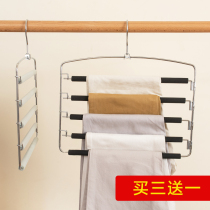 Pants rack pants hanger multi-layer multifunctional hanging pants shelf storage artifact magic pants hanging wardrobe home without trace