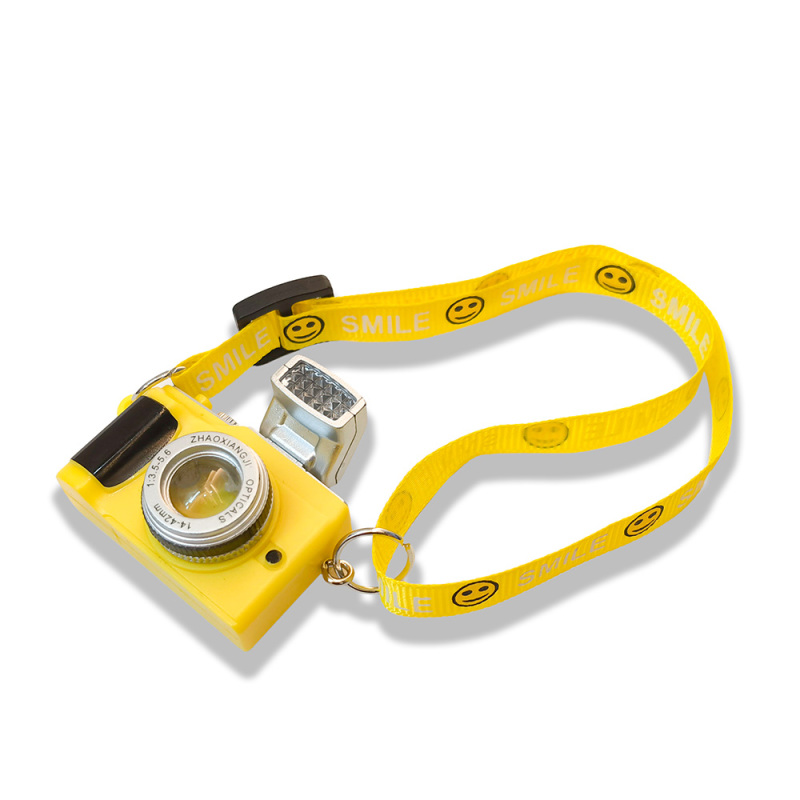 Smile Smiley Face Camera Keychain Led Light-Up Sound-Activated Internet Celebrity Tiktok Style Pendant