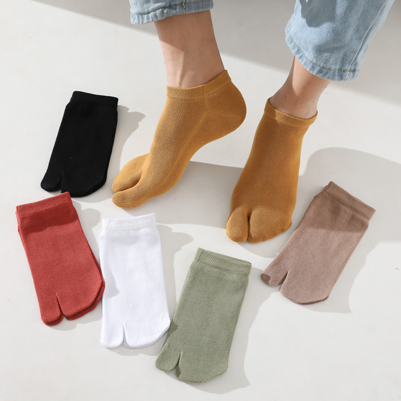 Summer Men's Two-Toe Socks, Short Low-Cut Split-Toe Boat Socks, Sweat-Absorbent Pure Cotton Breathable Clog Socks, Thin Xinjiang Cotton