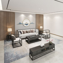 New Chinese solid wood sofa TV cabinet Tea Table Combo Hotel Villa-like plate room full set of sofa furniture