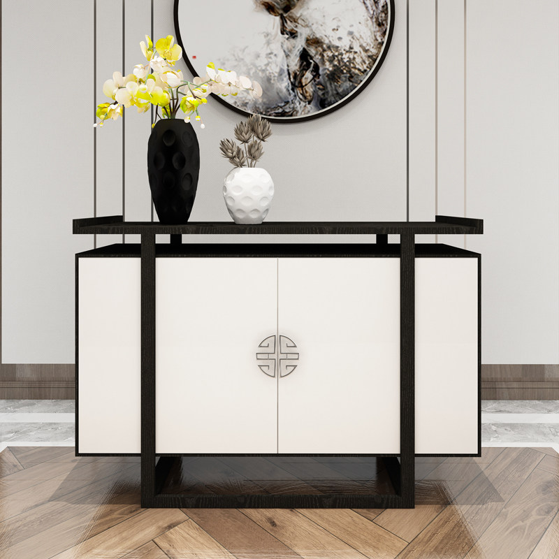 New Chinese style solid wood entrance cabinet entry shoe cabinet modern minimalist living room compartment cabinet light luxury end view decorative cabinet