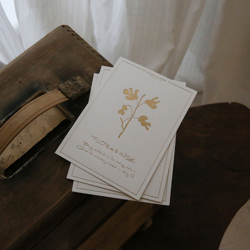 floramuse write greeting cards 300g bronzing birthday small cards with gifts Simple ins wind bookmarks
