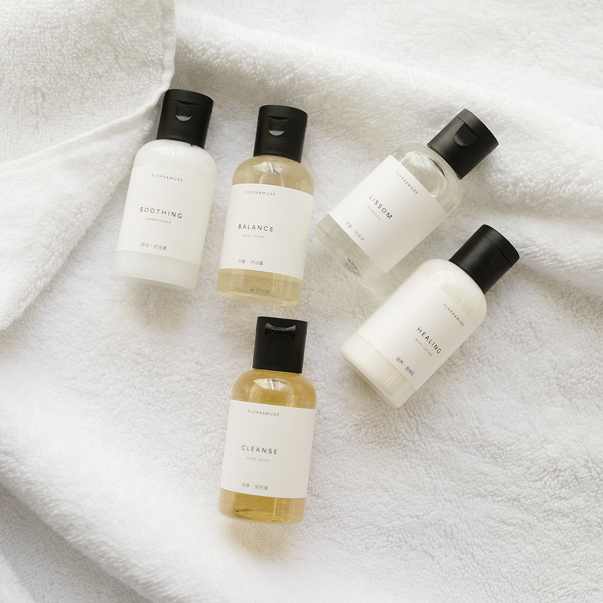 floramuse Fu Bath Salt Travel Wash Kit Shampoo Body Soap Moisturizing Moisturizing Nourishing Conditioner