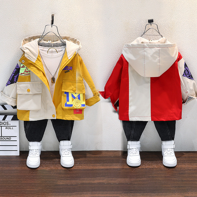 Children's spring autumn clothes 2022 New Yangist boy jacket Children's jacket Children's Lianhood Emergency clothes Men's baby red blouses