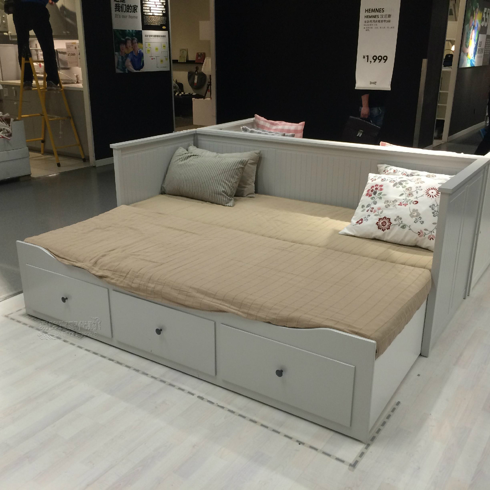 Bán giường ngày khung gỗ rắn sinh hoạt IKEA Shopping Hannis với 3 ngăn kéo sofa giường đôi - Ghế sô pha sofa phòng khách giá rẻ