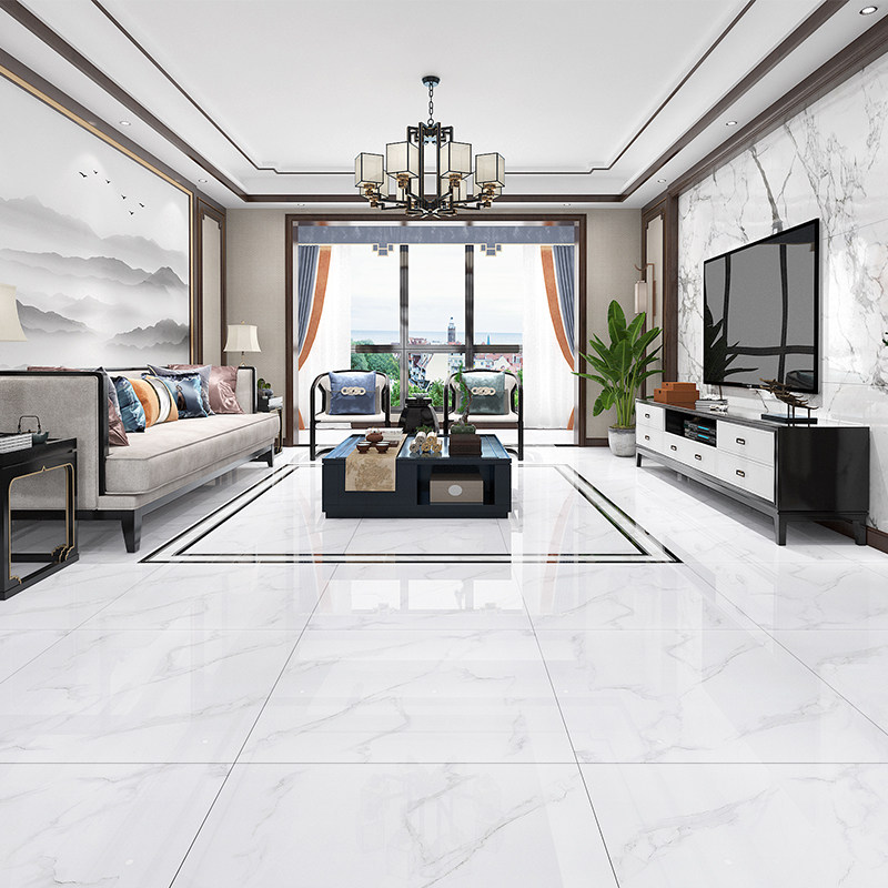 Jazz White Living Room New Tile 800x800 Anti-slip floor brick negative ion through body marble background wall brick