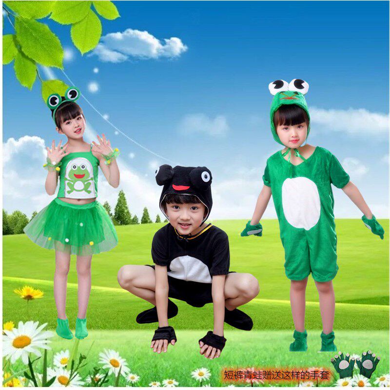 Children's frog costumes children's little jumping frog cartoon dance costumes happy little frogs tadpole costumes
