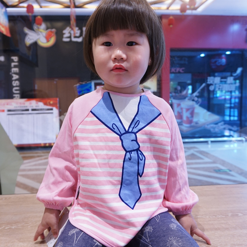 Tidal Treasure Hood Clothing Autumn Winter Pure Cotton Baby Long Sleeves Baby Waterproof Anti-Dress Child Care men and women Eating Clothing Apron