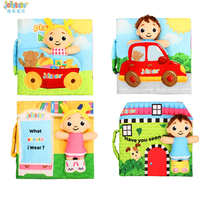 jollybaby baby boy bub book early to tear up and not suck 3-12 months shake-up solid baby enlightenment toy book