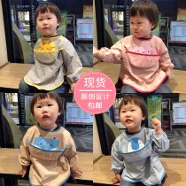 Full body waterproof thin breathable baby long sleeve overcoat Eating bib reverse dressing Baby soft reverse back protector