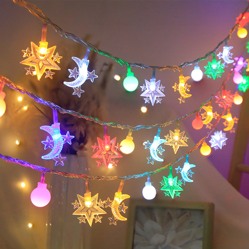 Internet-Famous Star and Moon Colored Lights, Bubble Snowflake String Lights, Flashing Lights, Atmosphere Lights, Room Bedroom Balcony Decoration Small Colored Lights Internet-Famous Star and Moon Colored Lights, Bubble Snowflake String Lights, Flashing Lights, Atmosphere Lights, Room Bedroom Balcony Decoration Small Colored Lights
