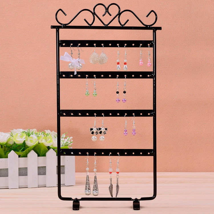 Wrought iron jewelry shelf Creative storage box Earrings ear needle display stand Desktop ornaments European jewelry rack