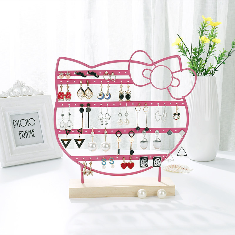 Jewelry rack jewelry storage wooden base jewelry display rack earrings ear pin ear clip storage desktop display