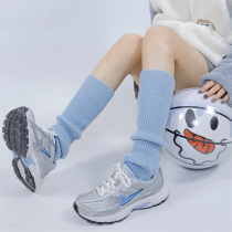 AY To films blue knitted socks sports style foot socks warm pile socks autumn and winter calf covers