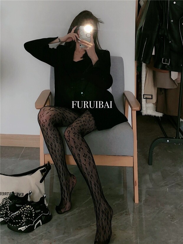 колготки / чулки дна ay to films 性感豹纹黑丝渔网袜搭西装显瘦镂空丝袜连裤袜 29534
