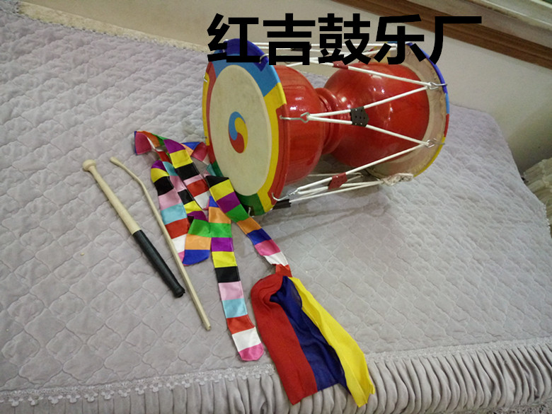 Adult Korean long drum battle drum Xian nationality waist drum children pull rope performance dance drum painted cowhide drum stick drum