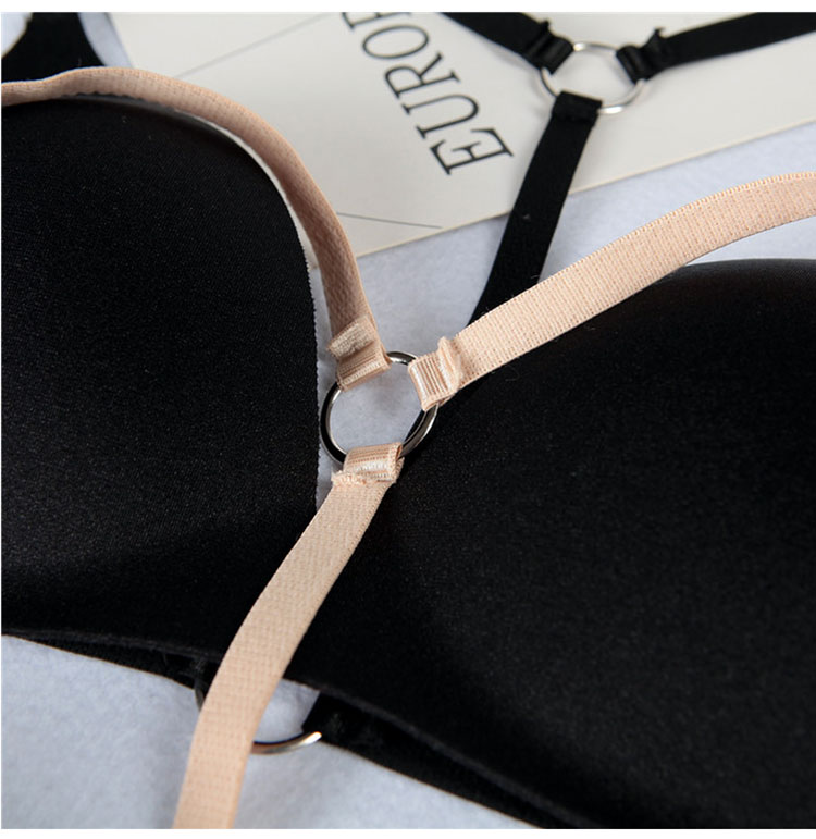 Sexy treo cổ tam giác cup không có vành áo ngực trên lưng tập hợp ngực nhỏ băng lụa liền mạch áo ngực đồ bơi đẹp