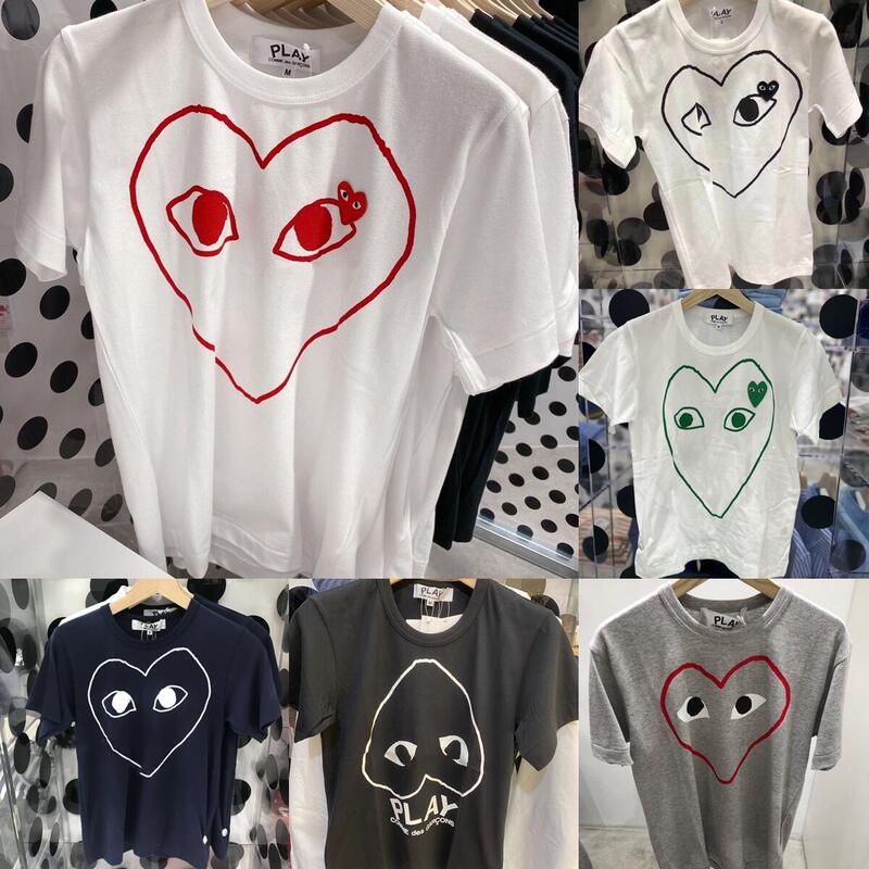[Domestic Stock] Cdg Play Rei Kawakubo Heart Line Print Casual Short-Sleeve T-Shirt for Men and Women
