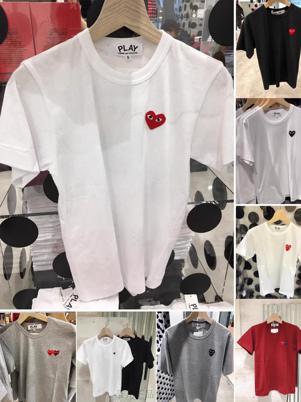 [Domestic Stock] New Version of Rei Kawakubo T-Shirt Play Classic White Small Red Heart Black Heart Gold Heart Short-Sleeve T-Shirt