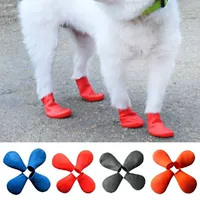 4Pcs/lot Pets Boots Socks Waterproof Rubber Rain Dog Shoes