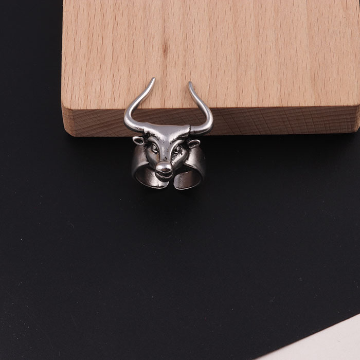 Châu Âu và Mỹ titan thép cung hoàng đạo đầu vòng Punk gió độc đoán thép không gỉ mở vòng Unisex chữ nhẫn cưới cartier