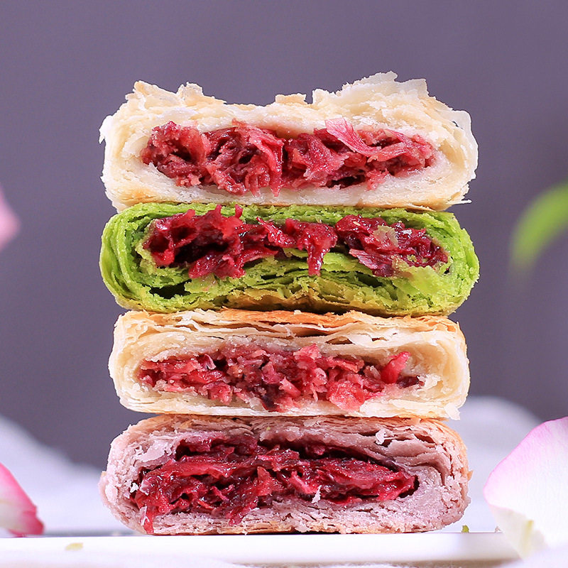 Yunnan Diva Flowers Pie 50g Rose Cake Smear Tea Cake Oat Purple Friar Year Goods Traditional Pastry Breakfast Cake Group Purchase