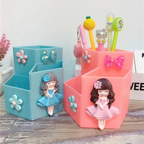 Cartoon home cute princess storage box multifunctional student office girl pen holder desktop sundries box cute