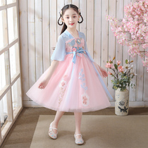 Hanfu girls summer clothes 2021 new childrens costume Princess Super fairy dress Chinese style Tang dress girl skirt