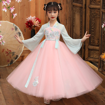 Childrens Hanfu Girls Tang Dress 2021 New Girls Antiquities Super Fairy Skirt Spring and Summer Chinese Style Childrens Clothing