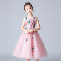 Girl dress dress Princess long dress birthday foreign atmosphere host piano performance flower girl wedding long puffy gauze dress
