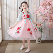 Girls Hanfu summer thin childrens Tang dress new Chinese style Foreign Girl Costume Princess skirt