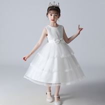 Girls summer dress 2021 new foreign style in big childrens clothing Korean version of Girls princess dress flower girl childrens gauze dress