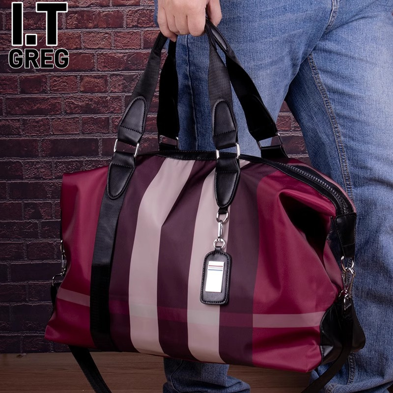 Hong Kong I.Tgreg Short-Distance Business Trip Travel Bag Large-Capacity Plaid Luggage Bag Oxford Cloth Shoulder Crossbody Bag