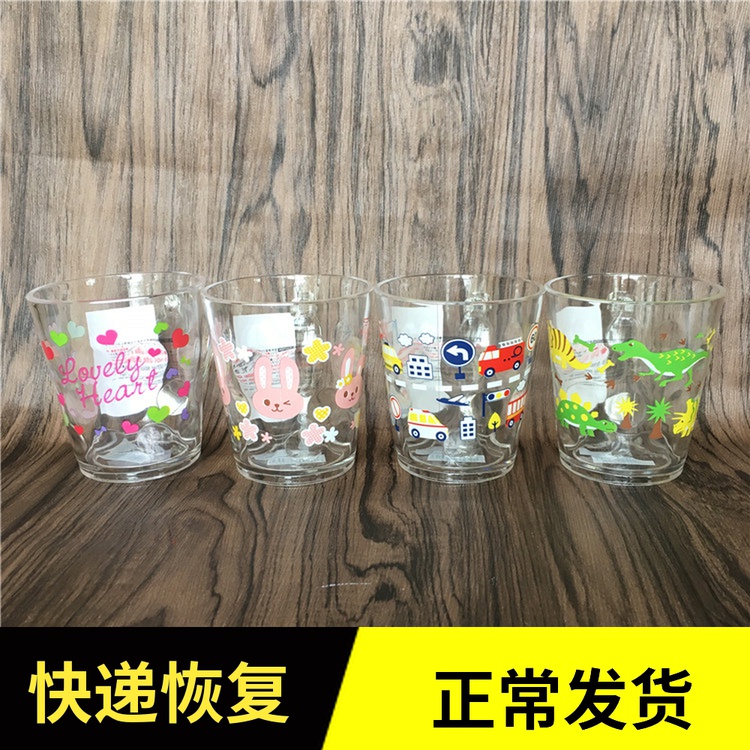 Japan Daiso children's brushing cup washing cup Cartoon cute mug water cup Transparent acrylic cup