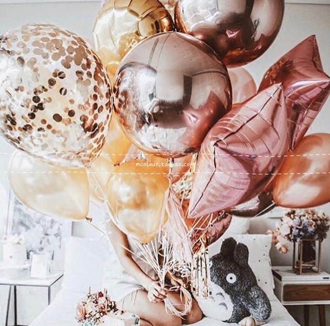 Hot Sell Rose Gold Aluminum Film Latex Gas Balloon Baby Birthday Arrangement Wedding Wedding Dress Dress Arrangement Party Decorations