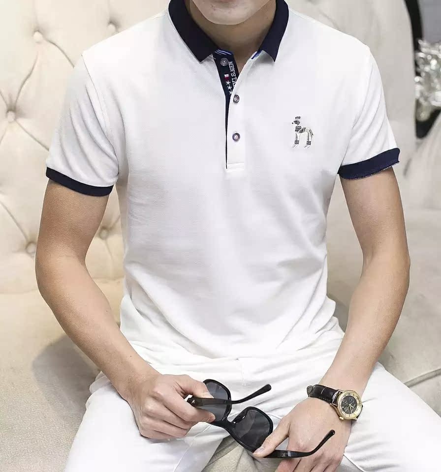 Chất lượng cao cotton ngắn tay áo thun nam ve áo thêu áo thun rộng kích thước áo polo dài tay áo sơ mi áo thun nam có cổ lacoste