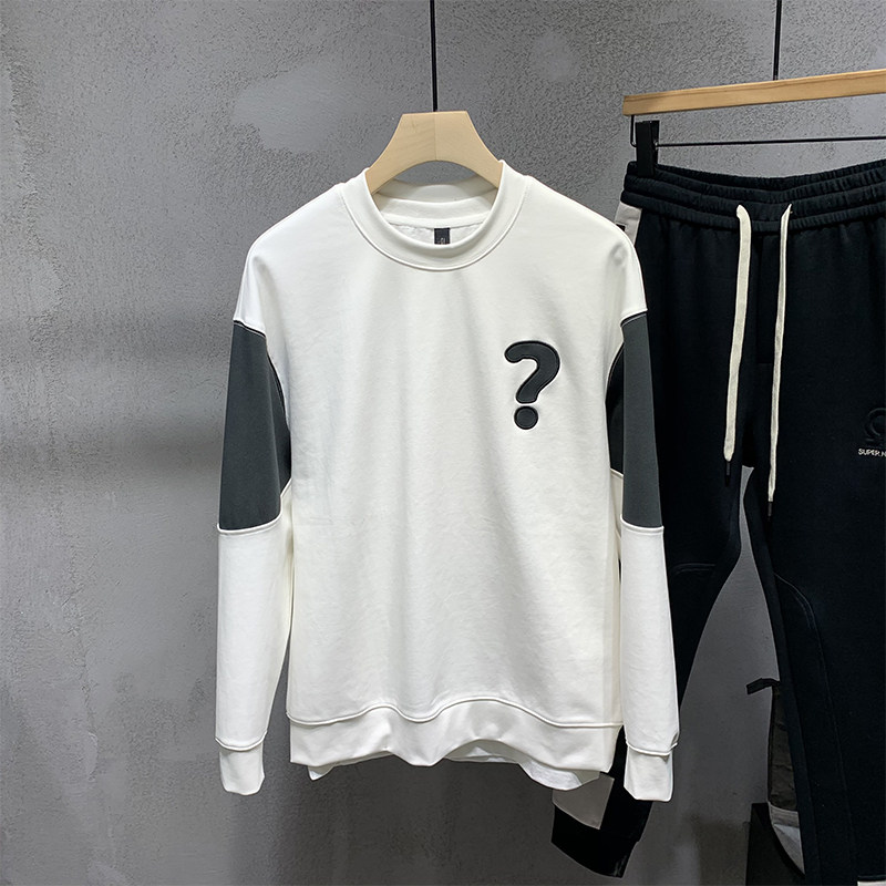 Net celebrity back print thick cotton T men's spring chic Hong Kong style handsome loose casual ins trend all-match top