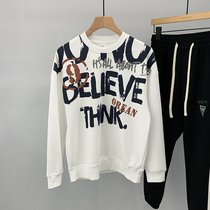 Fried Street Chaodle Graffiti Printed Acrosico in the fashion of the male spring ruffes The trend 100 ride-hailing relaxation handsome and casual long sleeve blouses