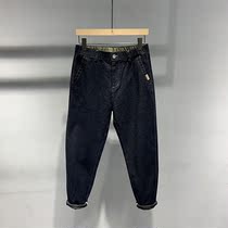 2021 Fall new dark blue jeans Mens original Cebu Wind retro Han version Trend easy with little footed Harlan pants