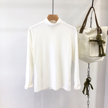 Double-sided velvet semi-high collar men's autumn and winter long sleeve bottoming shirt Korean trend plus velvet padded warm inner T-shirt