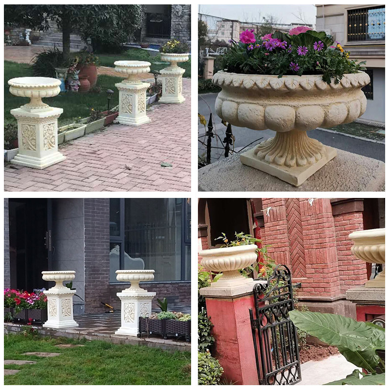 Eurostyle Retro Outdoor Coarse Pottery Villa courtyard Roman pillar Indoor balcony Living room Balcony Living Room With Large Flower Pots