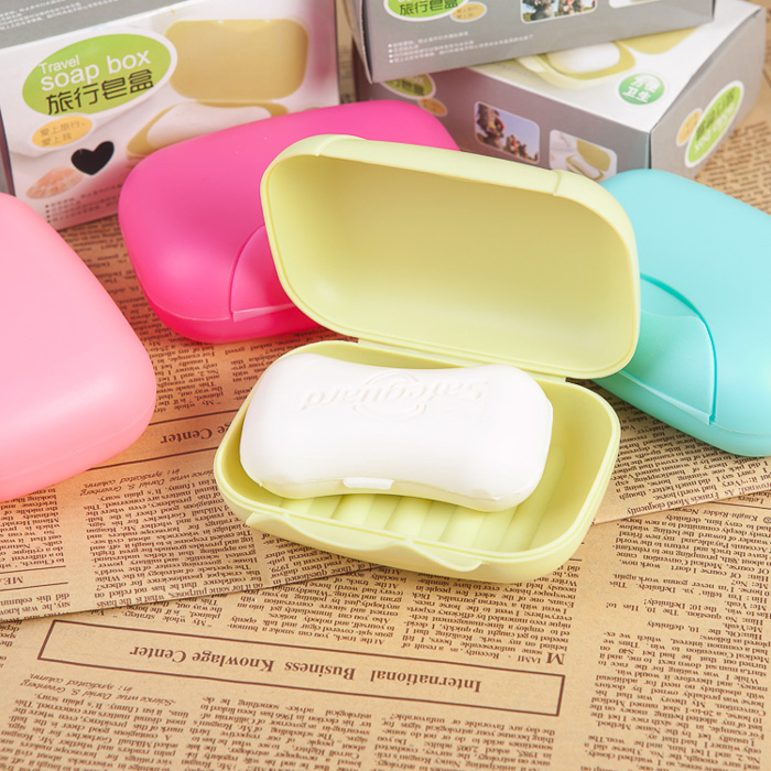 Portable with lid lock travel soap box wash soap box plastic candy color multifunctional large travel products