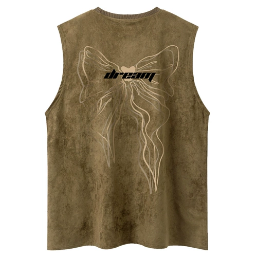 Tide, майка с бантиком, футболка в стиле хип-хоп для спортзала без рукавов, в американском стиле, свободный крой