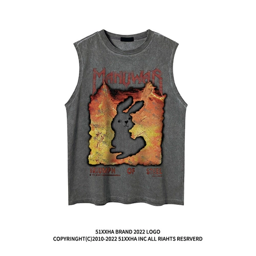 Кролик, жилет, ретро хлопковая футболка без рукавов, в американском стиле