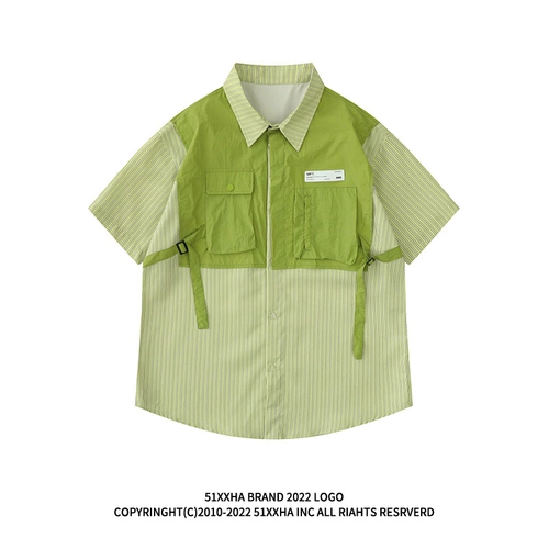 Tide, комплект, ретро рубашка, европейский стиль, имитация рубашки, в американском стиле, короткий рукав