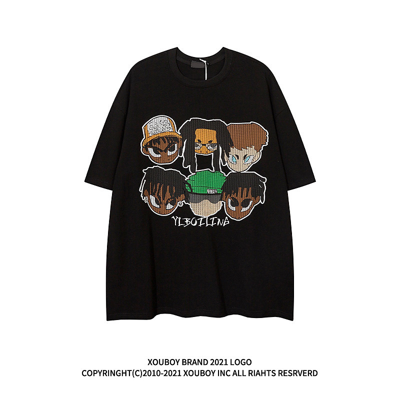 American cartoners look like print trendsetto short sleeve T-shirt male high street hip hop-hains Breeze Vibe Wind Couple T-Shirt