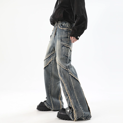 Джинсы, штаны, в американском стиле, свободный крой