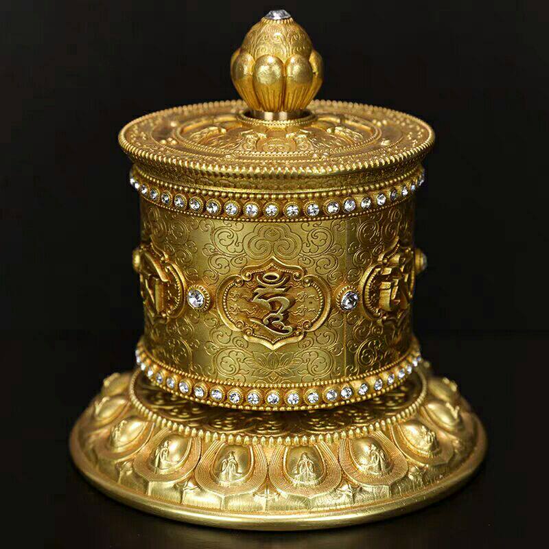 Finger twist brass rotary warp tube Rotary warp wheel as the law Six-character truth 80,000 times Huibao ornaments Home accessories