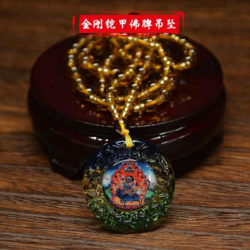 Buy 5 delivery 1] Kumgang armor Indignant Anger Lotus Master Pendant Colored Glazed Buddha Statue hanging decoration